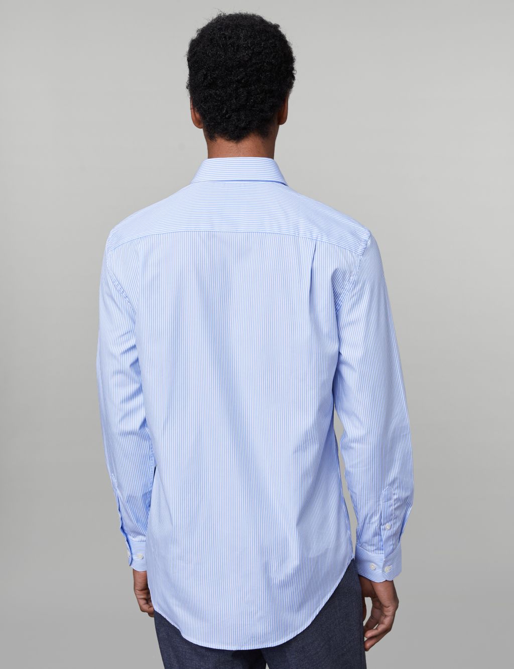 Tailored Fit Pure Cotton Twill Striped Shirt image 4