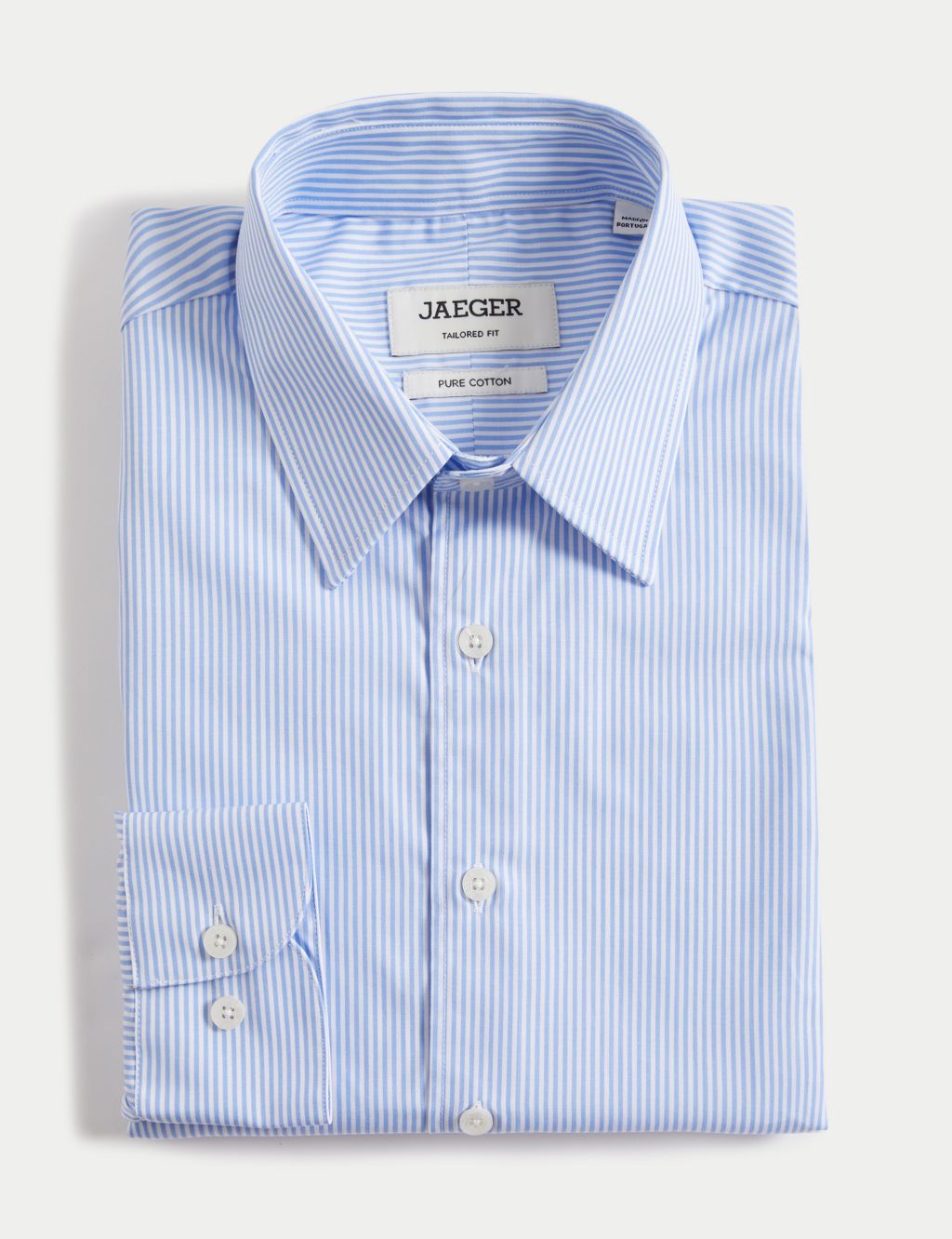 Tailored Fit Pure Cotton Twill Striped Shirt image 2