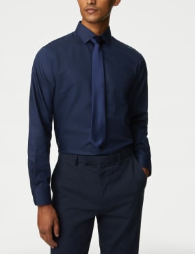 Mens navy blue top dress shirt