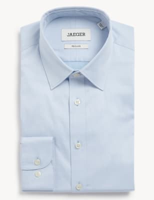 

JAEGER Mens Regular Fit Pure Cotton Twill Shirt - Light Blue, Light Blue