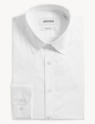 

JAEGER Mens Regular Fit Pure Cotton Twill Shirt - White, White