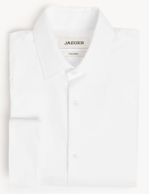 

JAEGER Mens Tailored Fit Cotton Marcella Bib Front Dress Shirt - White, White