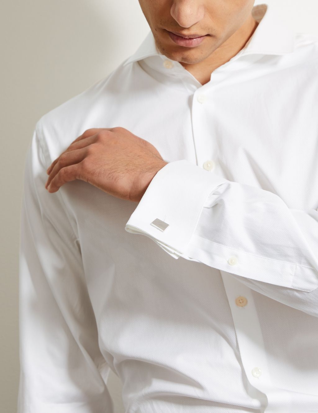 Tailored Fit Pure Cotton Shirt With Double Cuff image 4