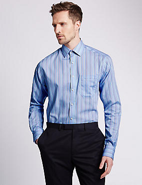 2in Longer Performance Pure Cotton Non-Iron Striped Shirt