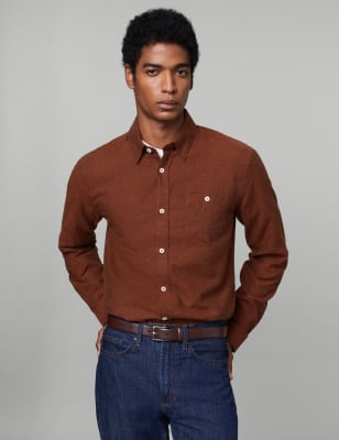 

JAEGER Mens Flanellhemd mit hohem Baumwollanteil - Rust, Rust