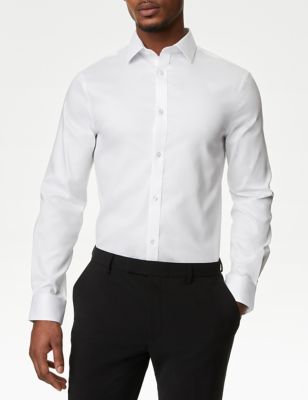 

Mens M&S Collection Slim Fit Non Iron Pure Cotton Textured Shirt - White, White