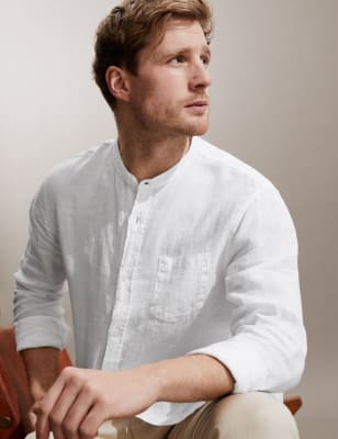 

JAEGER Camisa con cuello panadero 100% linoMens - White, White