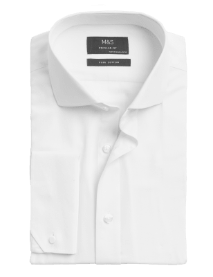 

Mens M&S Collection Regular Fit Easy Iron Pure Cotton Shirt - White, White