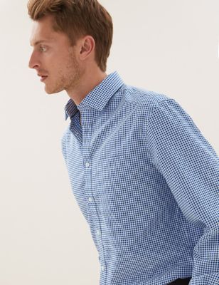  Chemise coupe standard à carreaux, sans repassage - Navy Mix