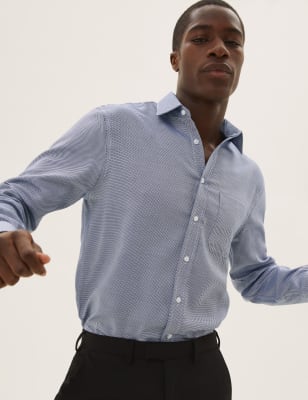 

Mens M&S SARTORIAL Normal geschnitten, aus reiner Baumwolle - Navy Mix, Navy Mix