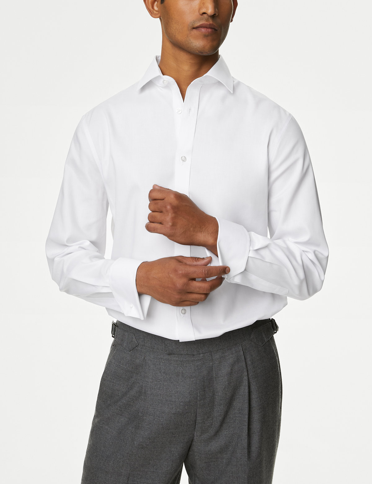 Regular Fit Pure Cotton Double Cuff Twill Shirt