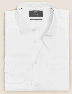 Mens M/&S Collection Size 14.5 Cotton Non Iron Long Sleeve Regular Fit Shirt