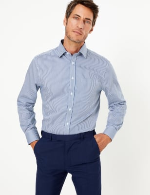 Chemise coupe standard 100&nbsp;% coton &agrave; rayures, sans repassage