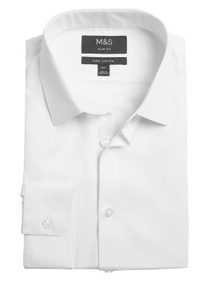 

Mens M&S Collection Bügelleichtes Hemd aus reiner Baumwolle mit schmalem Schnitt - White, White
