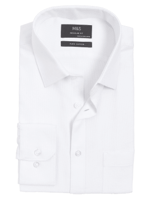 

Mens M&S Collection Bügelleichtes Hemd aus reiner Baumwolle mit schmaler Passform - White, White