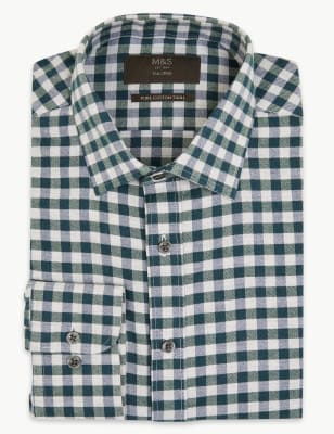 Chemise coupe ajust&eacute;e en coton serg&eacute; &agrave; carreaux Vichy