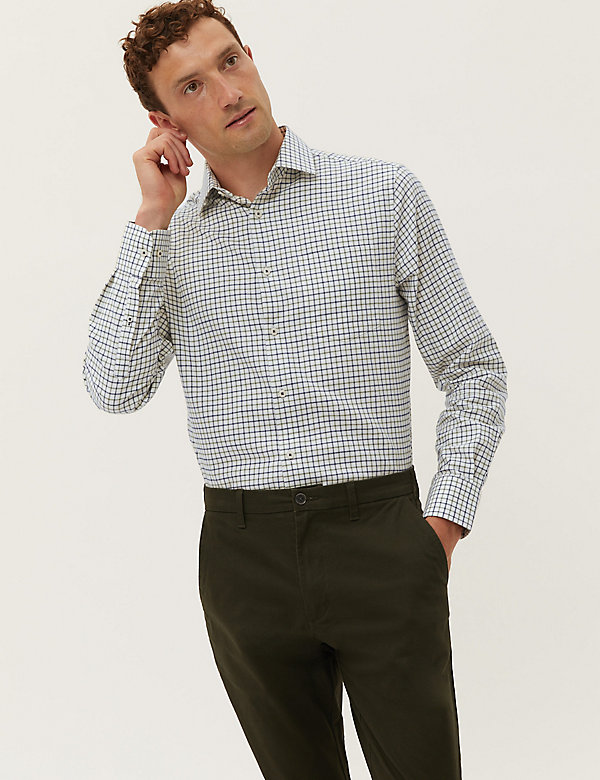 Regular Fit Brushed Cotton Check Shirt - MY