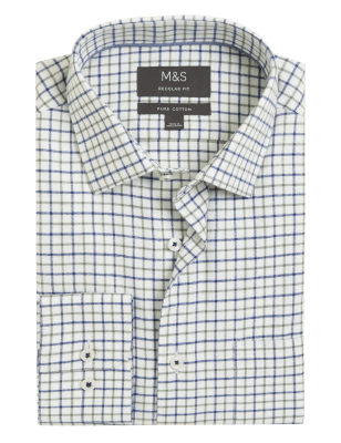 

Mens M&S Collection Regular Fit Brushed Cotton Check Shirt - Green Mix, Green Mix