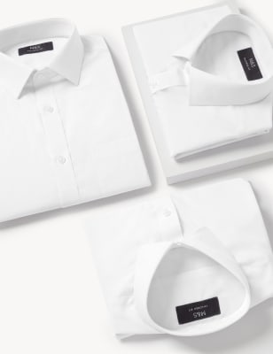 

Mens M&S Collection 3er-Pack auf Figur geschnittene Kurzarmhemden - White, White
