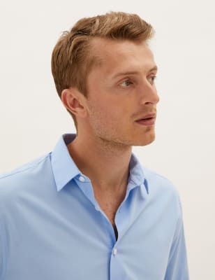 

Mens M&S Collection Regular Fit Pure Cotton Shirt - Light Airforce, Light Airforce