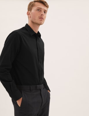 

Mens M&S Collection Regular Fit Pure Cotton Shirt - Black, Black