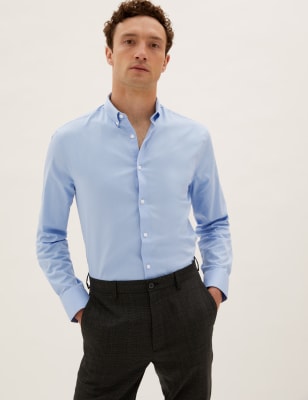 

Mens M&S Collection Camisa de ajuste estándar 100% algodón - Light Airforce, Light Airforce
