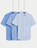 Set van 3 makkelijk strijkbare overhemden met korte mouwen en slanke pasvorm