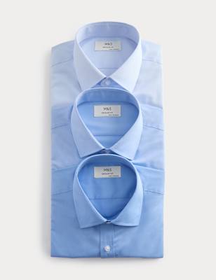 Lot de 3&nbsp;chemises en popeline coupe standard, repassage facile