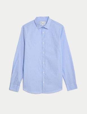 M&S Mens Regular Fit Pure Cotton Textured Shirt