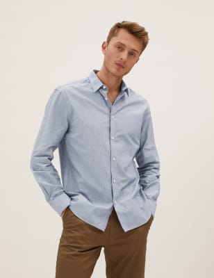 

M&S Collection Camisa texturizada de ajuste estándar 100% algodónMens - Dark Navy, Dark Navy