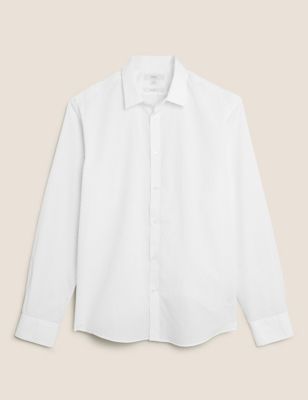 M&S Mens Regular Fit Pure Cotton Geo Print Shirt