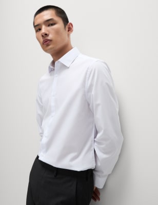 Slim Fit Easy Iron Cotton Blend Shirt - LT