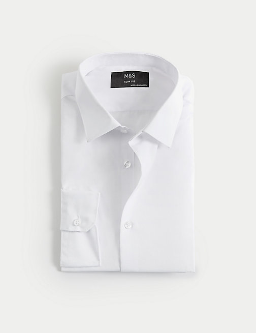 Marks And Spencer Mens M&S Collection Slim Fit Easy Iron Shirt - White