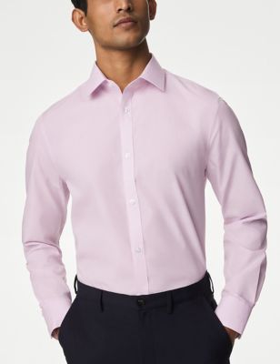 

Mens M&S Collection Regular Fit Easy Iron Cotton Blend Shirt - Pink, Pink