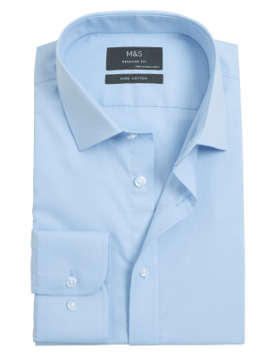 

Mens M&S Collection Regular Fit Pure Easy Iron Oxford Shirt - Blue, Blue