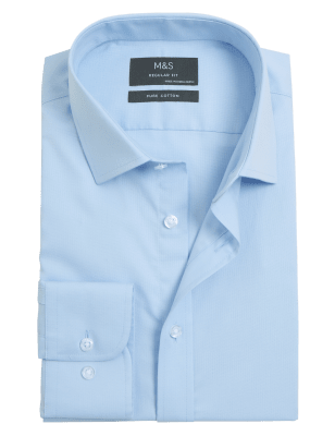 

Mens M&S Collection Bügelleichtes Oxfordhemd mit normaler Passform - Blue, Blue