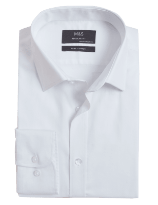 

Mens M&S Collection Bügelleichtes Oxfordhemd mit normaler Passform - White, White