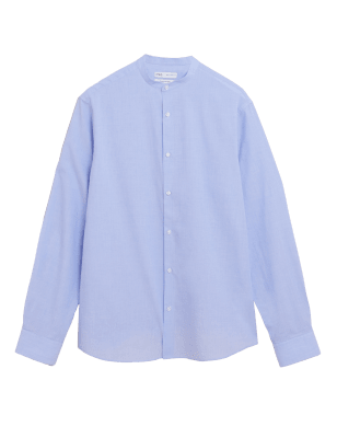 

Mens M&S Collection Hemd aus reiner Baumwolle in normaler Passform - Blue Mix, Blue Mix