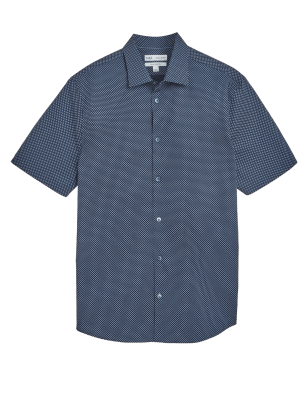 

Mens M&S Collection Normal geschnittenes Hemd mit hohem Baumwollanteil und Stretch - Navy, Navy