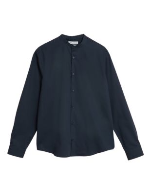 

Mens M&S Collection Regular Fit Pure Cotton Grandad Shirt - Dark Navy, Dark Navy
