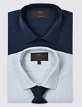 2 Pack Cotton Blend Regular Fit Shirts with Tie