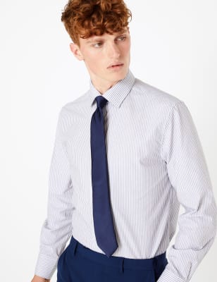 Ensemble 2&nbsp;pi&egrave;ces avec chemise coupe ajust&eacute;e &agrave; carreaux Vichy et rayures, repassage facile