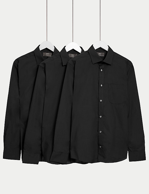 3pk Slim Fit Easy Iron Long Sleeve Shirts - AT