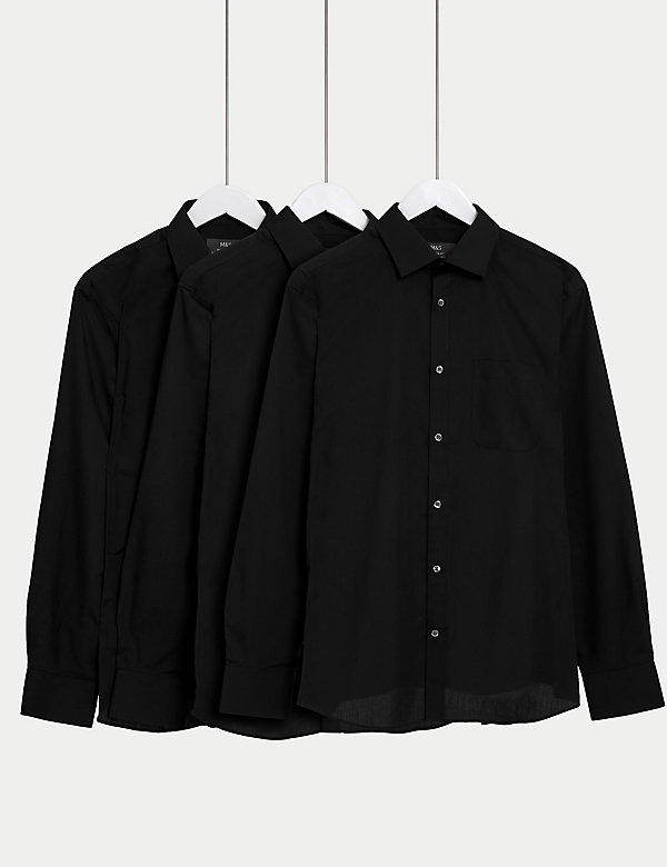 Set van 3 makkelijk strijkbare overhemden met lange mouwen en normale pasvorm - NL