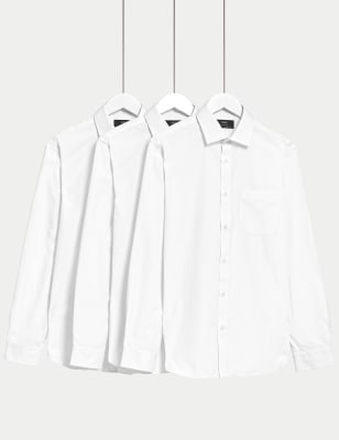 Marks And Spencer Mens M&S Collection 3pk Skinny Fit Long Sleeve Shirts - White