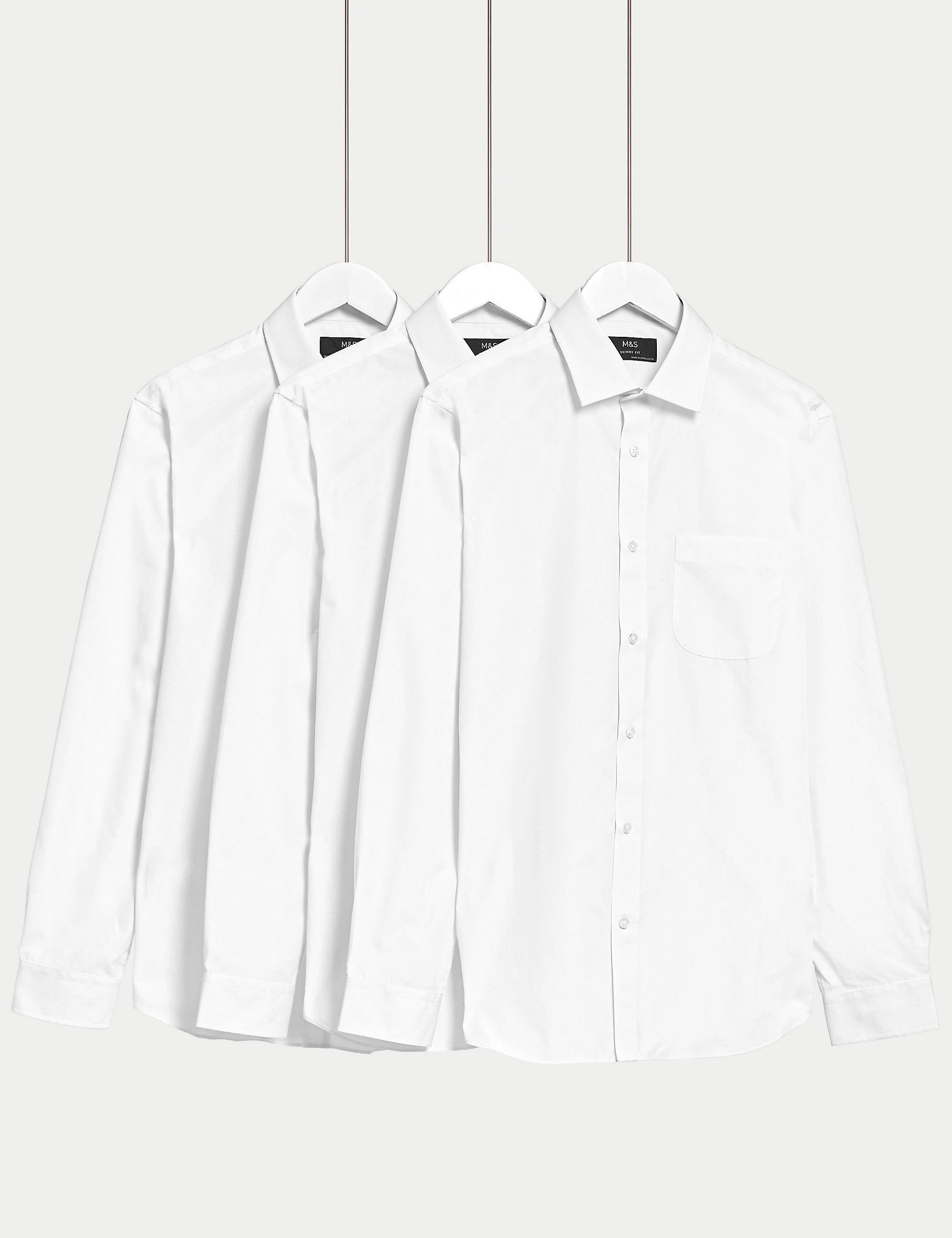 Set van 3 overhemden met lange mouwen en skinny pasvorm