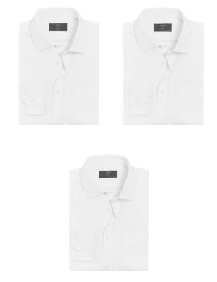 M&S Mens 3 Pack Skinny Fit Long Sleeve Shirts