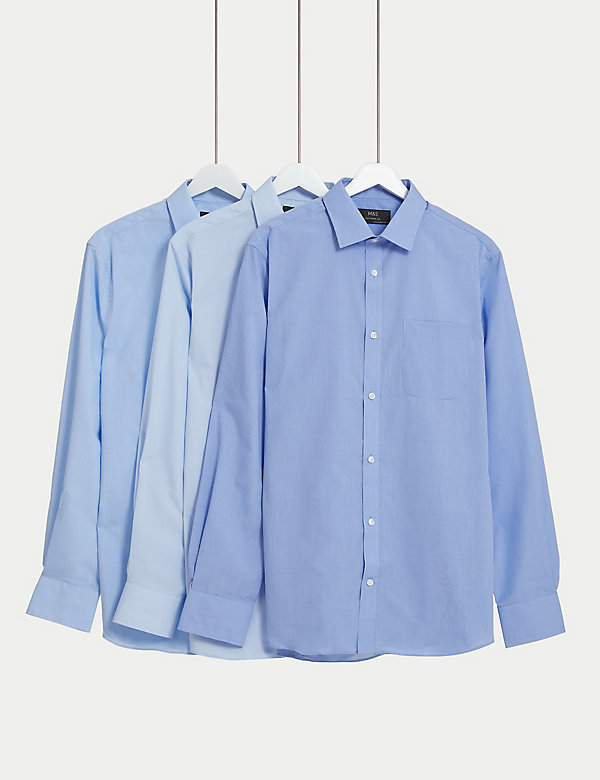 Set van 3 makkelijk strijkbare overhemden met lange mouwen en uitstekende pasvorm - NL