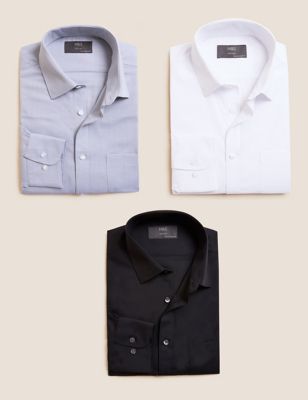  Lot de 3 chemises coupe standard à manches longues - Black Mix