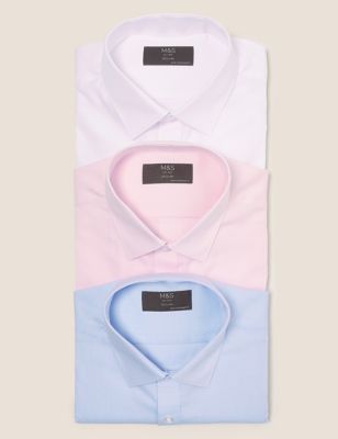  Lot de 3 chemises coupe standard à manches longues - Blue Mix